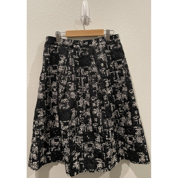 ZARA Black White A-Line Midi Skirt - Picture 1 of 5